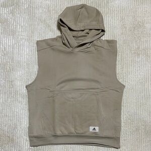 Adidas Men's Beige Sleeveless Hoodie